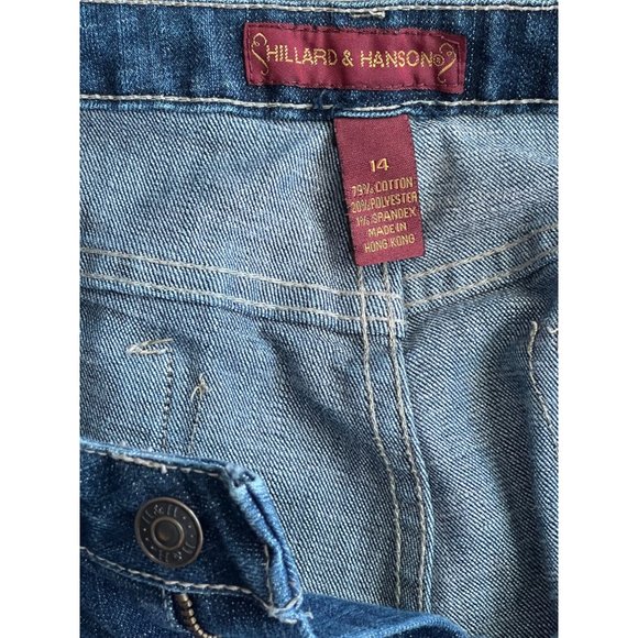 Hillard & Hanson High-Rise Regular Fit Denim Frayed Edge Shorts Sz. 14 - Picture 4 of 4